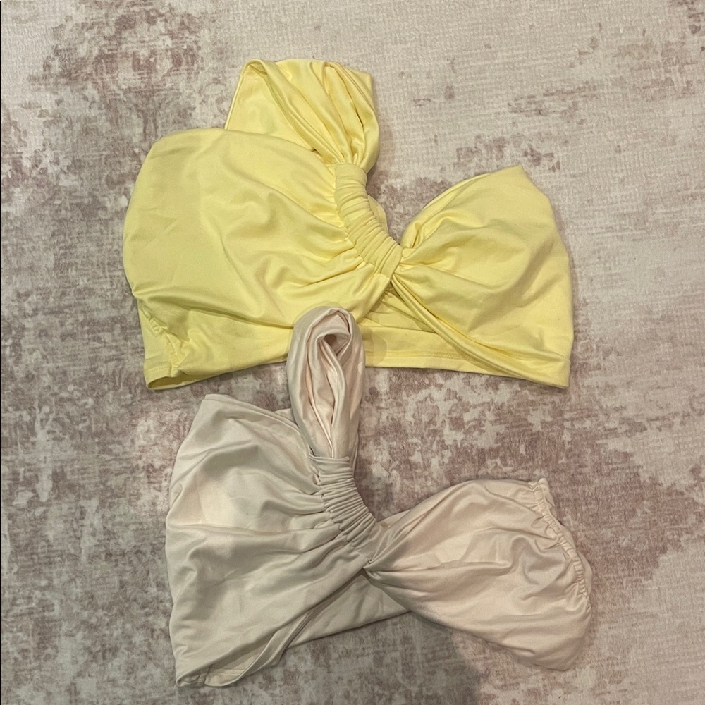 Yellow and Cream Twist Bandeau Tops
